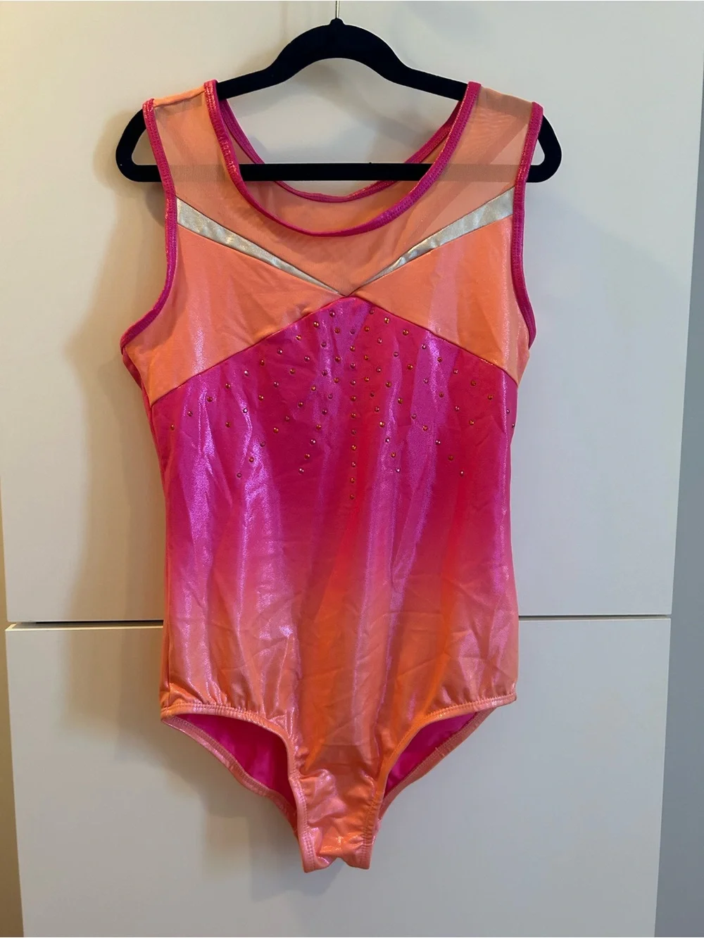 Kids Pink & Orange Gradient Gymnastics Leotard - Size XL 14-16